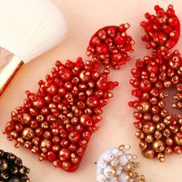 New Metallic Beige Beads Earrings Earrings Female main image 4