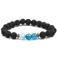 8mm Natural Line Agate Bracelet Colorful Seven Chakra Energy Yoga Beads Bracelet sku image 3