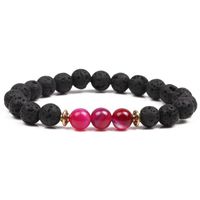 8mm Natural Line Agate Bracelet Colorful Seven Chakra Energy Yoga Beads Bracelet sku image 4