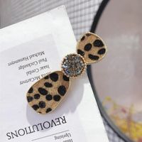 New Hair Accessories Horse Hair Leopard Pattern Inlaid Czech Diamond Super Flash Duckbill Clip Hairpin Female sku image 2