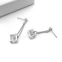 Necklace Earrings Two-piece Square Body Set With Zircon Pendant Jewelry sku image 1