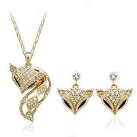 Crystal Necklace Earrings Two-piece Women's Accessories Fox Jewelry Set sku image 1