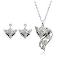 Crystal Necklace Earrings Two-piece Women's Accessories Fox Jewelry Set sku image 2