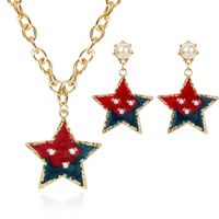 Necklace Set Simple Personality Five-pointed Star Earrings sku image 1