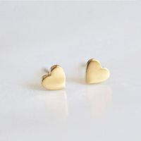 Heart-shaped Earrings Simple Stainless Steel Gold-plated Ladies Earrings 316l Accessories sku image 2