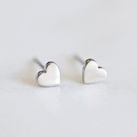 Heart-shaped Earrings Simple Stainless Steel Gold-plated Ladies Earrings 316l Accessories sku image 1