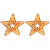 Aretes Para Mujer Simples De Joyería De Oreja Retro Pentagrama Estrella Acetato Placa Moda Simple sku image 1
