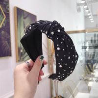 New Hair Accessories Solid Color Hot Drilling Pearl Knotted Twist Knot Wide-brimmed Headband Female sku image 3