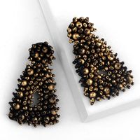 New Metallic Beige Beads Earrings Earrings Female sku image 1