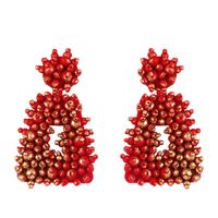 New Metallic Beige Beads Earrings Earrings Female sku image 3