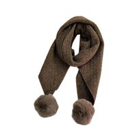 Double Ball Solid Color New Scarf Female Autumn And Winter Long Warm Knitted Knit Collar main image 3