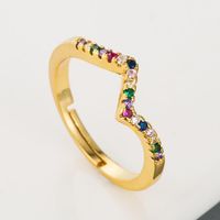 Wavy Ring Female Irregular Copper With Colored Zircon Rings Rainbow Ring main image 3