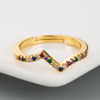 Wavy Ring Female Irregular Copper With Colored Zircon Rings Rainbow Ring main image 4