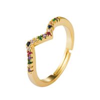 Wavy Ring Female Irregular Copper With Colored Zircon Rings Rainbow Ring main image 6