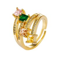 Micro-inlaid Zircon Rainbow Ring Fashion Influx Men And Women Ins Copper Plated 18k Ring main image 1