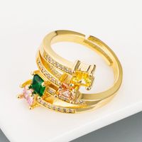 Micro-inlaid Zircon Rainbow Ring Fashion Influx Men And Women Ins Copper Plated 18k Ring main image 5