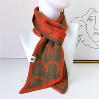 U Horseshoe Print New Scarf Female Autumn And Winter Long Section Warm Knitted Wool Scarf sku image 2