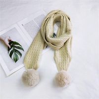 Double Ball Solid Color New Scarf Female Autumn And Winter Long Warm Knitted Knit Collar sku image 1
