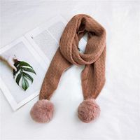 Double Ball Solid Color New Scarf Female Autumn And Winter Long Warm Knitted Knit Collar sku image 4