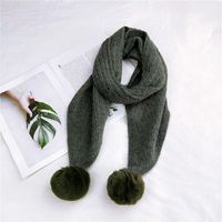 Double Ball Solid Color New Scarf Female Autumn And Winter Long Warm Knitted Knit Collar sku image 5