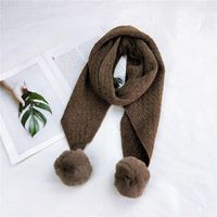 Double Ball Solid Color New Scarf Female Autumn And Winter Long Warm Knitted Knit Collar sku image 6