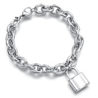 Lock Bracelet Titanium Steel Thick Chain Couple Love Lock Adjustable Bracelet main image 2