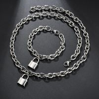 Lock Bracelet Titanium Steel Thick Chain Couple Love Lock Adjustable Bracelet main image 5