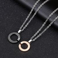 Fashion Couple Titanium Steel Necklace Boutique Circle Diamond Pendant main image 5