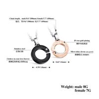 Fashion Couple Titanium Steel Necklace Boutique Circle Diamond Pendant main image 6