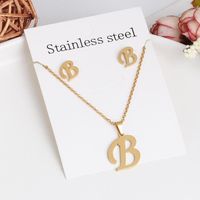 New Simple Letter Necklace Earrings Set Of 26 Letters Simple Creative Jewelry Stainless Steel main image 1