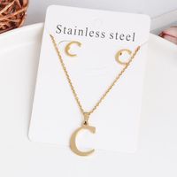 New Simple Letter Necklace Earrings Set Of 26 Letters Simple Creative Jewelry Stainless Steel main image 5