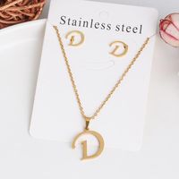 New Simple Letter Necklace Earrings Set Of 26 Letters Simple Creative Jewelry Stainless Steel main image 4