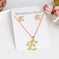New Simple Letter Necklace Earrings Set Of 26 Letters Simple Creative Jewelry Stainless Steel main image 3