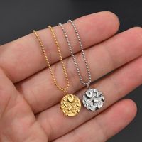 Simple And Irregular Concave Surface Ring Tag Female Necklace Stainless Steel Chain main image 4