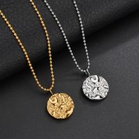 Simple And Irregular Concave Surface Ring Tag Female Necklace Stainless Steel Chain main image 5