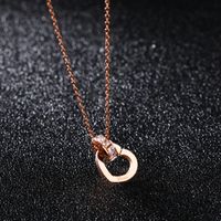 Micro-inlaid Rose Gold Love Pendant Titanium Steel Clavicle Chain Short Section main image 3