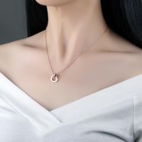 Micro-inlaid Rose Gold Love Pendant Titanium Steel Clavicle Chain Short Section main image 6