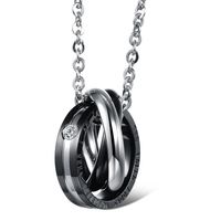 مجوهرات صغيرة هدية خاتم المتشابكة التيتانيوم الصلب زوجين قلادة main image 6