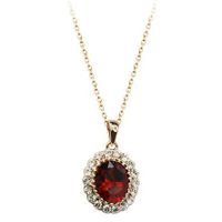 Vintage Fashion Accessories With Diamonds Oval Crystal Pendant Necklace Beautiful Jewelry main image 1