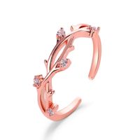 Koreanische Version Des Kleinen Frischen Rings Art Fan Diamant Ast Öffnungs Einzel Ring Kreativer Kreuz Rattan Verstellbarer Ring main image 1