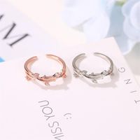 Ring Literary Fan With Diamond Branch Open Single Ring Creative Cross Rattan Adjustable Ring main image 3