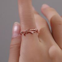 Ring Literary Fan With Diamond Branch Open Single Ring Creative Cross Rattan Adjustable Ring main image 4