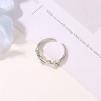 Ring Literary Fan With Diamond Branch Open Single Ring Creative Cross Rattan Adjustable Ring main image 5
