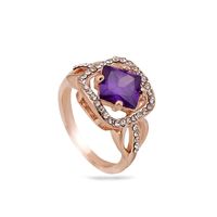Amethyst Explosion Ring Fashion Ol Color Gold Belt Diamond Square Jewelry main image 6