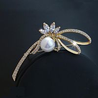 Exquisite Full Diamond Zircon Flower Pearl Brooch Bridal Accessories Fashion Brooch main image 1