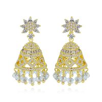 Jinsesuoxing Boucles D'oreilles Micro Incrusté De Zirconium Trois-dimensions Vent Carillons Vintage Cour Style Boucles D'oreilles Européen Et Américain Femelle Boucles D'oreilles main image 2