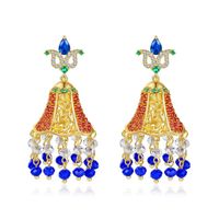 Jinseyuandian Boucles D'oreilles Rétro Populaire Creative Vent Carillons De Femmes Ethniques Boucles D'oreilles Banquet Gland Cuivre Incrusté De Zirconium Boucles D'oreilles main image 1