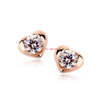 New Exquisite Simple Earrings High-grade Inlaid Stone Love Peach Heart Crystal Earrings main image 1