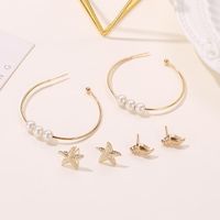 Fashion Ocean Wind Sweet Conch Starfish 3 Pairs Stud Earrings Pearl Earrings main image 4