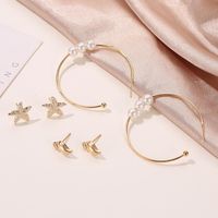 Fashion Ocean Wind Sweet Conch Starfish 3 Pairs Stud Earrings Pearl Earrings main image 5
